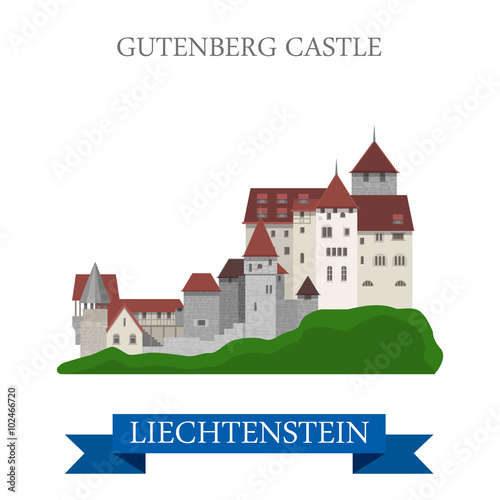 Gutenberg Castle in Liechtenstein flat vector attraction