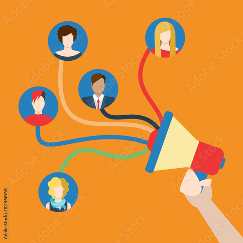 Social media promotion digital internet marketing flat vector