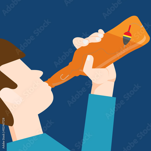 Alcohol spirit addiction bottle alcoholic drinking flat vector