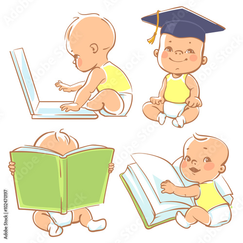 Cute little baby learning. 