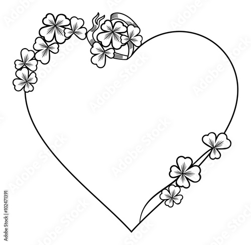 Beautiful heart shaped  frame with clover