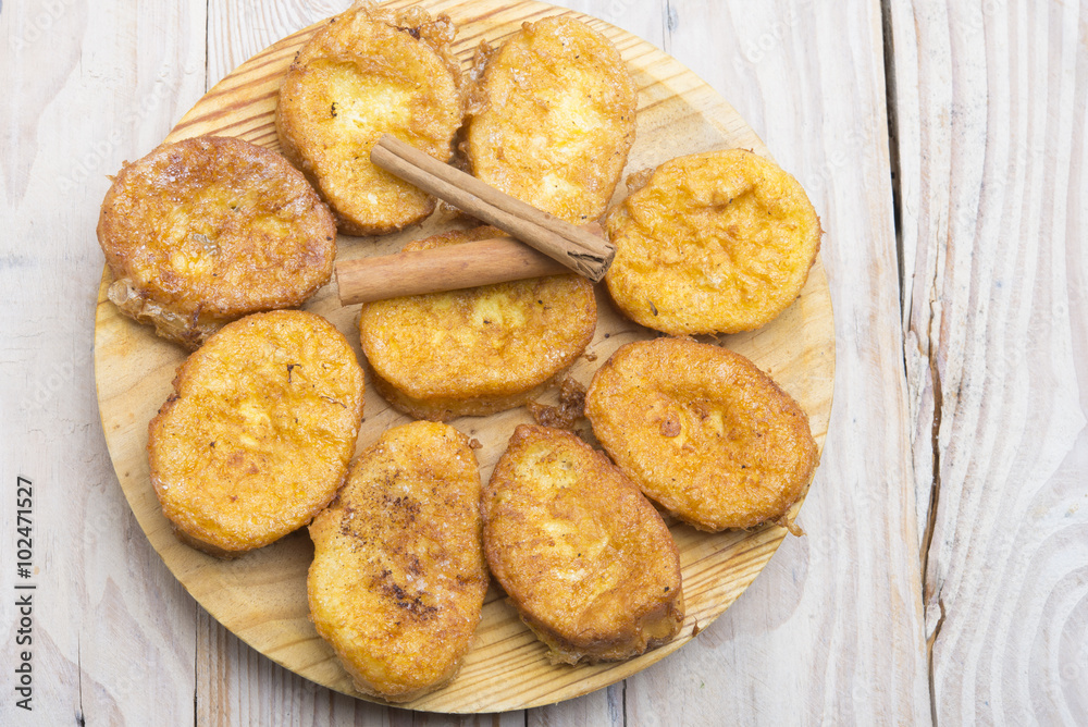 French toasts. Traditional Spanish torrijas French toasts. Traditional Spanish torrijas