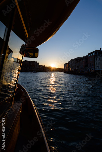 Sunset on a boat in Venice