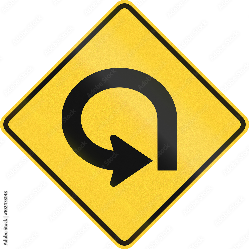 United States MUTCD warning road sign - 270 degree bend United States MUTCD warning road sign - 270 degree bend