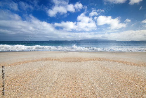 Golden sandy beach, Coromandel, North Island,New Zealand photo
