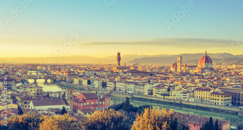 Beautiful retro edit sunset over Florence, Itay