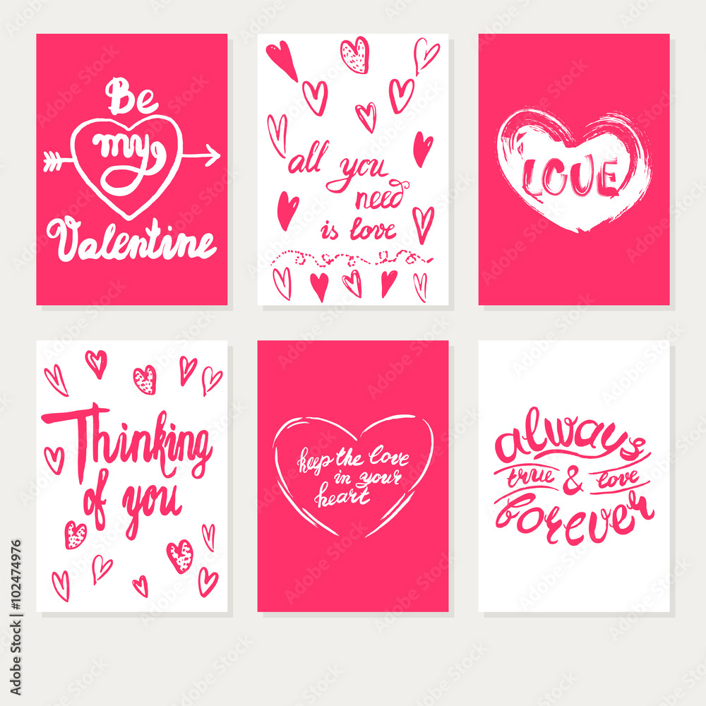 Naklejka premium Set Valentines day red background