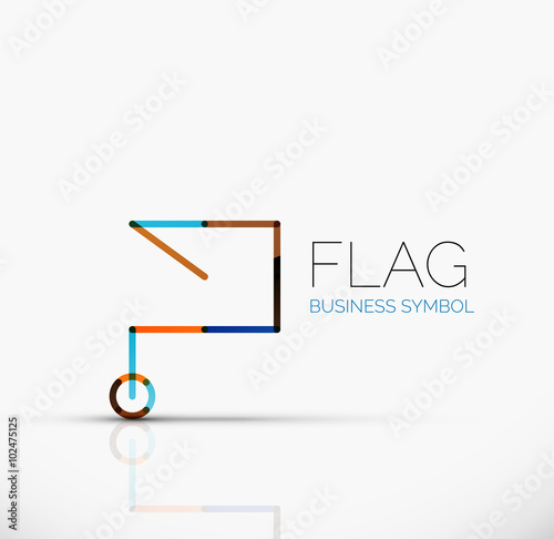 Logo flag, abstract linear geometric business icon