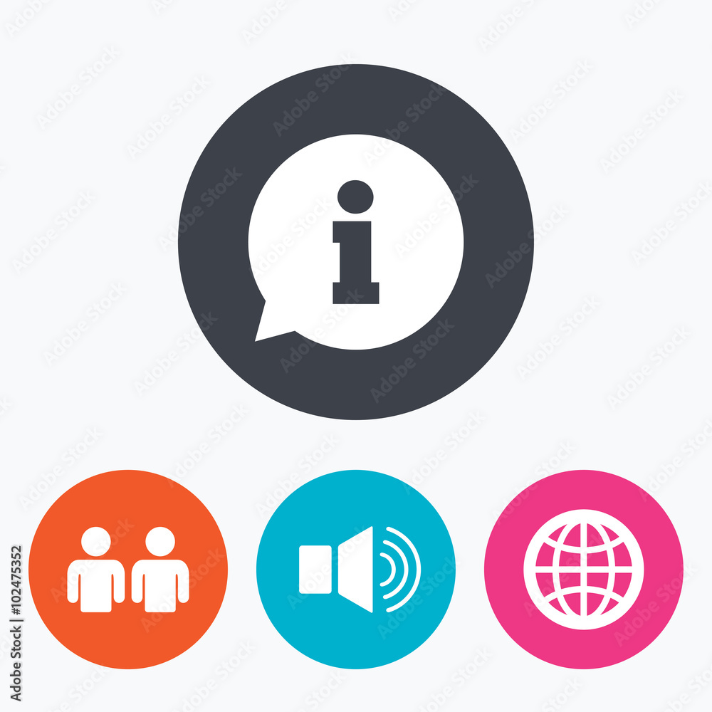 Information sign and group. Communication icons. Information sign and group. Communication icons.