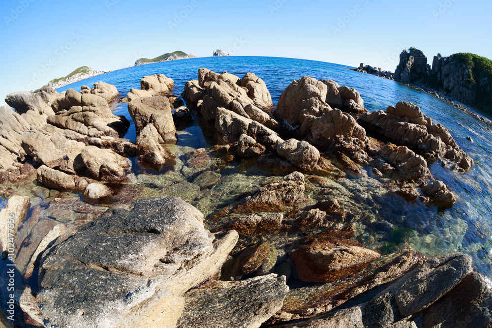 Summer landscape of rocky sea coast