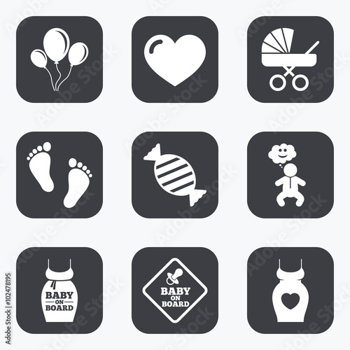Pregnancy, maternity and baby care icons.