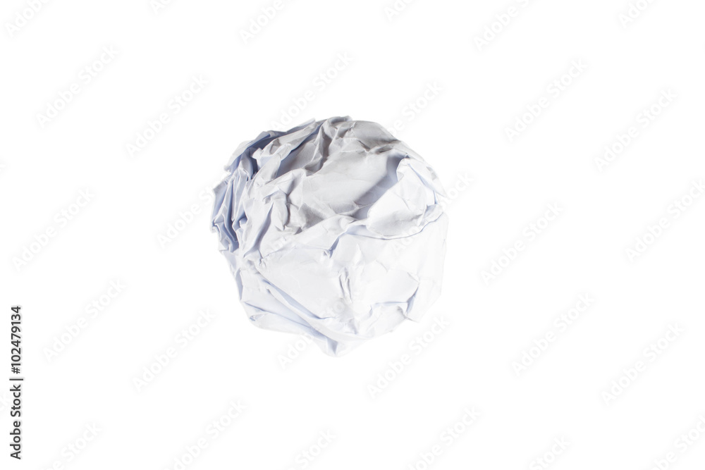 Crumpled paper ball isolated on white