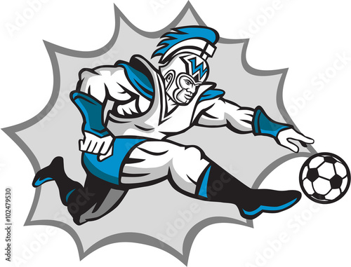 Roman Warrior Soccer Player Ball Retro