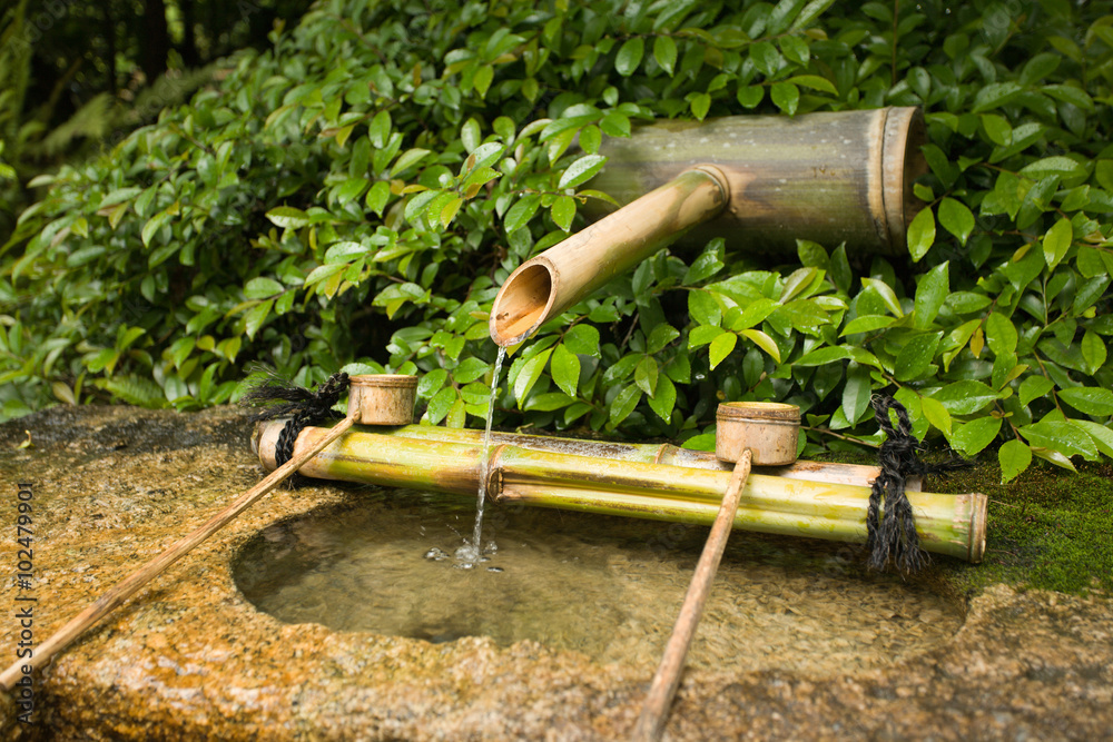 Obraz premium Spring water key in the Japanese garden
