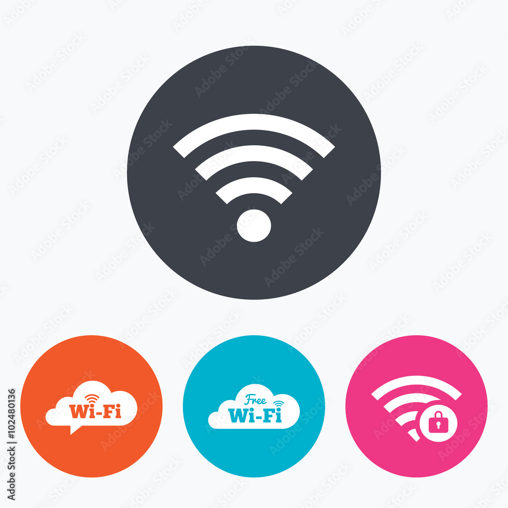Wifi Wireless Network icons. Wi-fi zone locked. Wifi Wireless Network icons. Wi-fi zone locked.