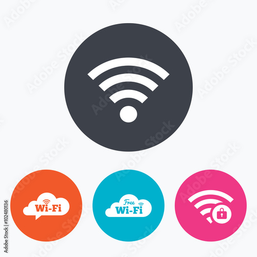Wifi Wireless Network icons. Wi-fi zone locked.