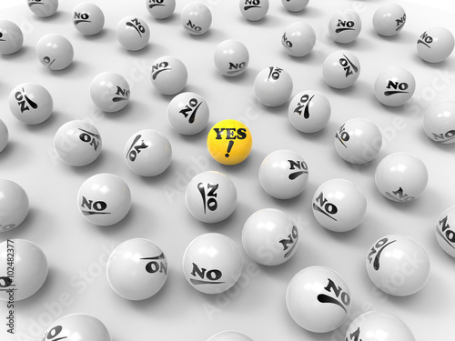 Yes and No Labeled Balls on White Background