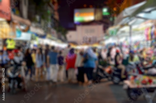 image of blurred night market decorated for background usage