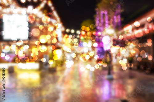 Blurred background. Night city lights blur. Retro toned photo, vintage. holiday christmas and new year