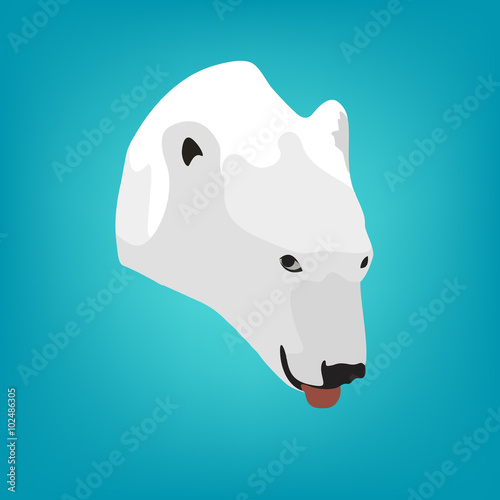 illustration polar bear s head on a blue background. Eps 10