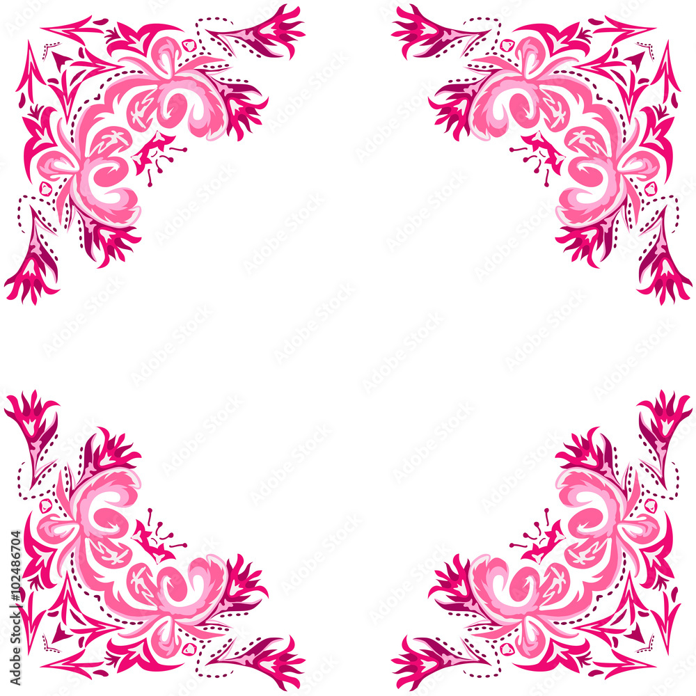 illustration of ornate pink frame on white background