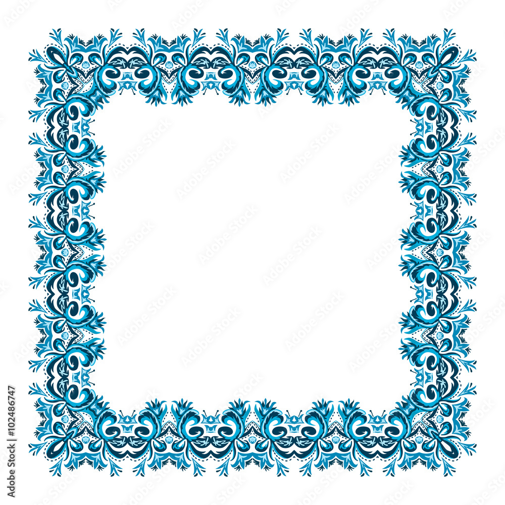 Fototapeta premium illustration of a square frame from abstract element on white ba