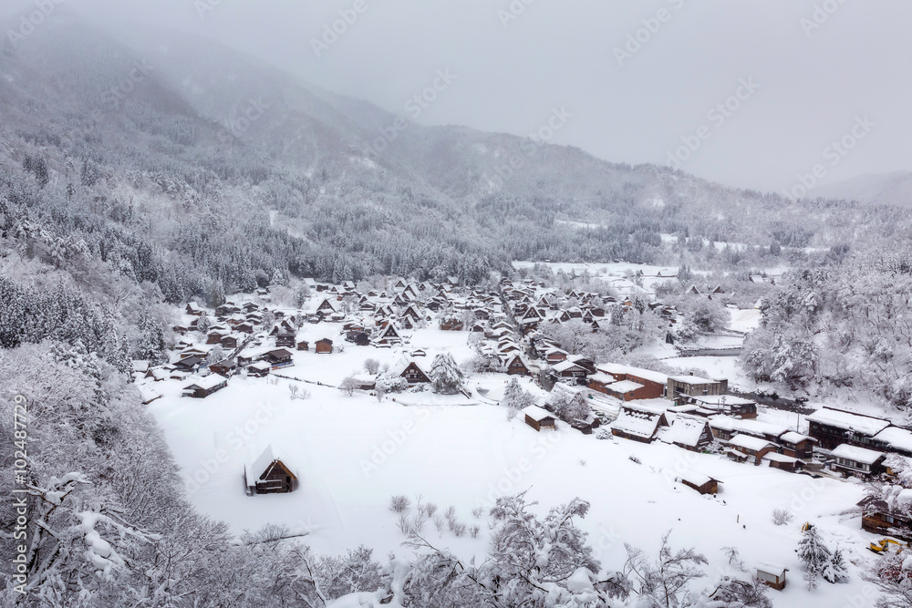 Winter Shirakawa-go village in Japan