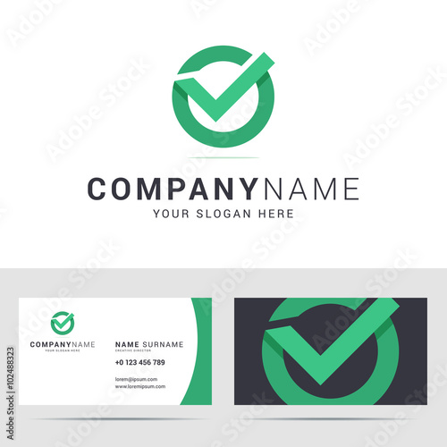 Logo and business card template in flat style.