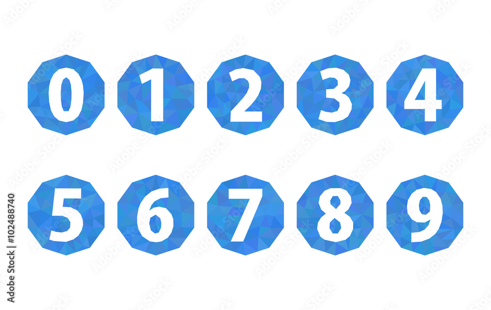 set of numbers polygonal light blue 1234567890 set of numbers polygonal light blue 1234567890
