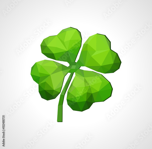 polygon symbol of good luck four-leaf clover green on white