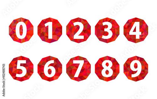set polygonal numbers 1234567890 ruby red