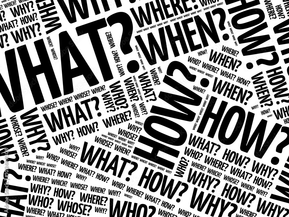 Question words background, business concept word cloud pattern Stock