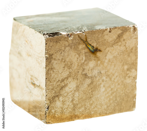 Canvastavla Pyrite cubic crystal rock isolated