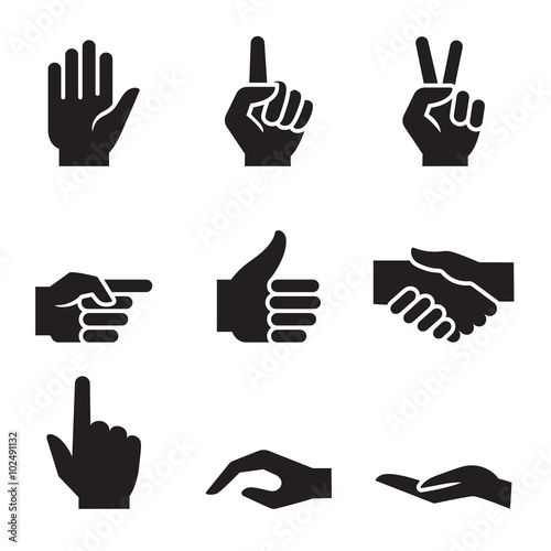 human hand symbol icon set