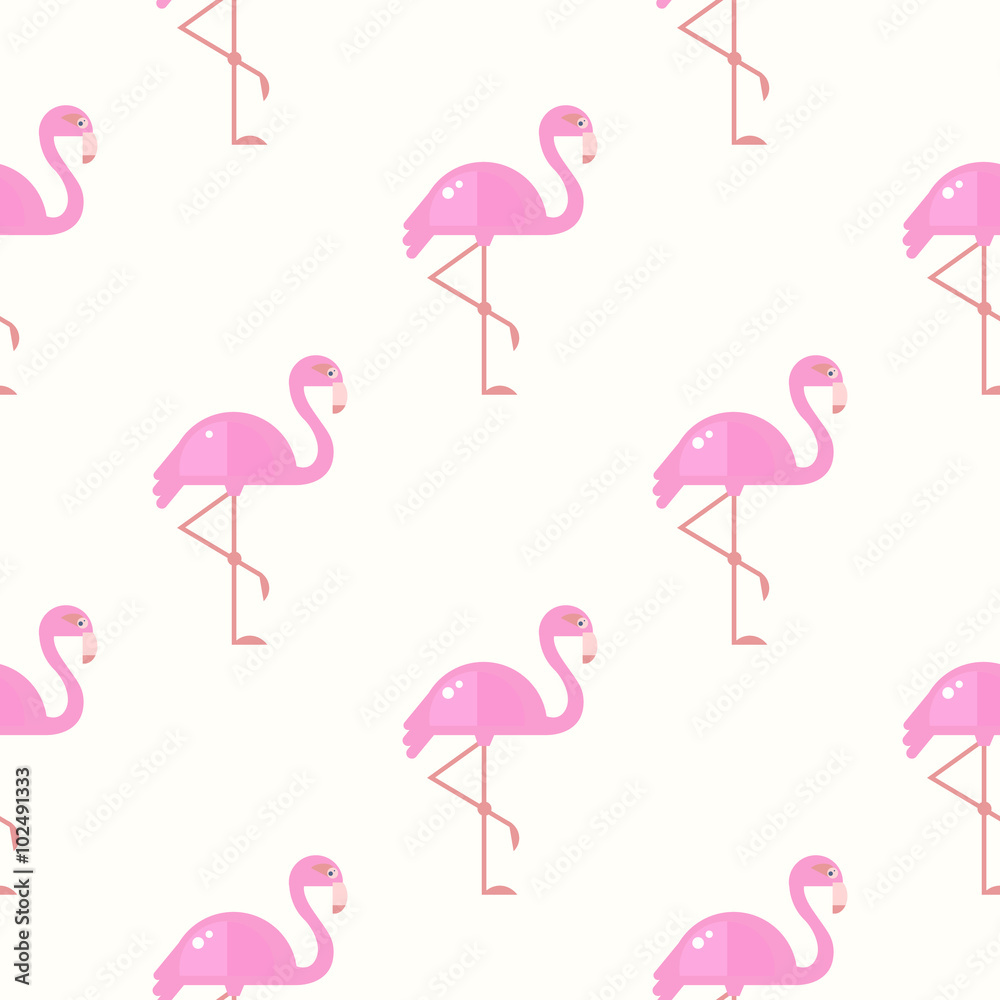 Naklejka premium Flamingo Bird Background. Retro Seamless Pattern in Vector