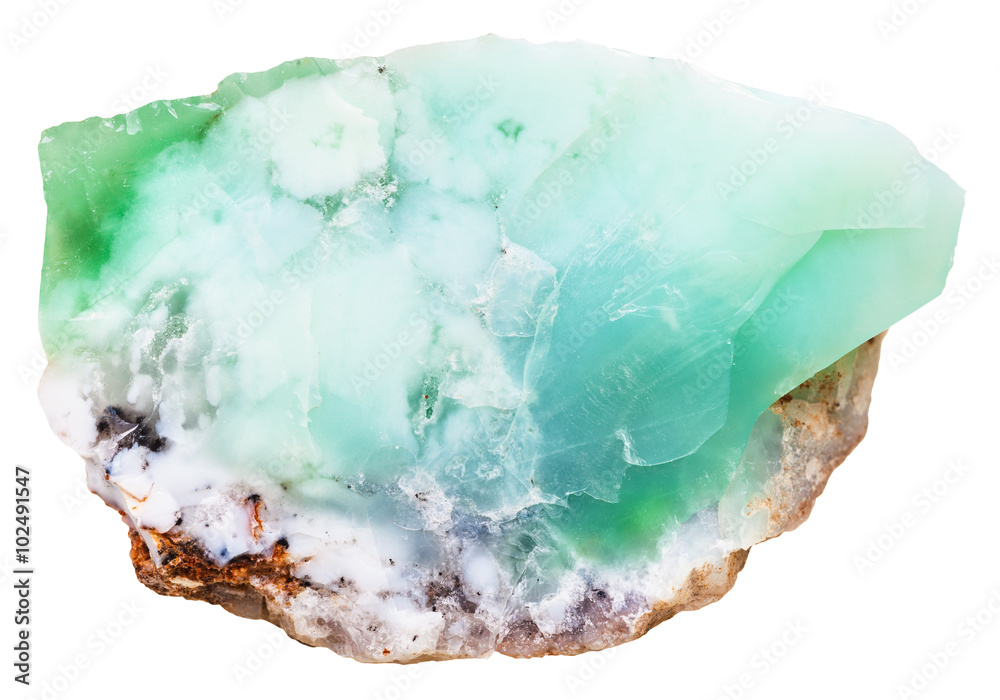 Chrysoprase gemstone isolated on white Chrysoprase gemstone isolated on white