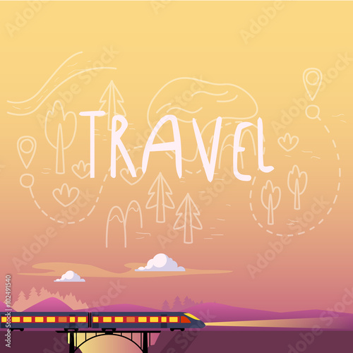 Train. Summer Travel. Vector Illustration