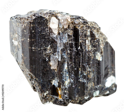 Schorl (black Tourmaline) crystal isolated photo
