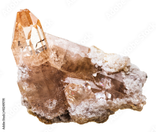 topaz crystal at druse isolated on white photo