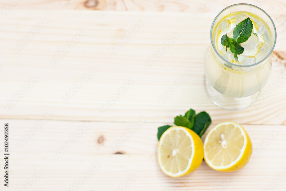 Lemonade with lemon and ginger