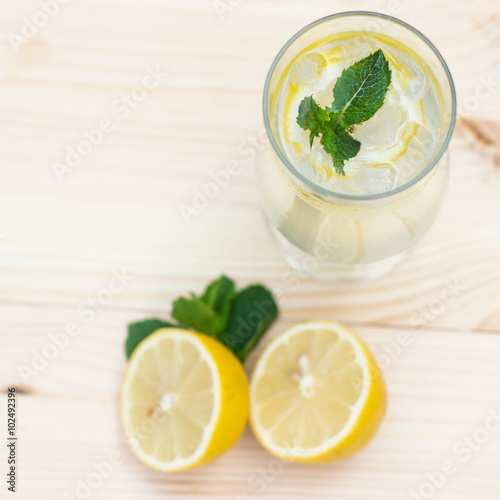 Lemonade with lemon and ginger