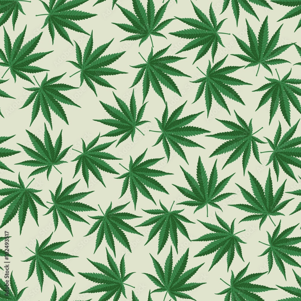 Dense Marijuana Seamless Vector Pattern Background