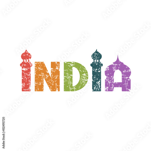 India. Hand lettering.