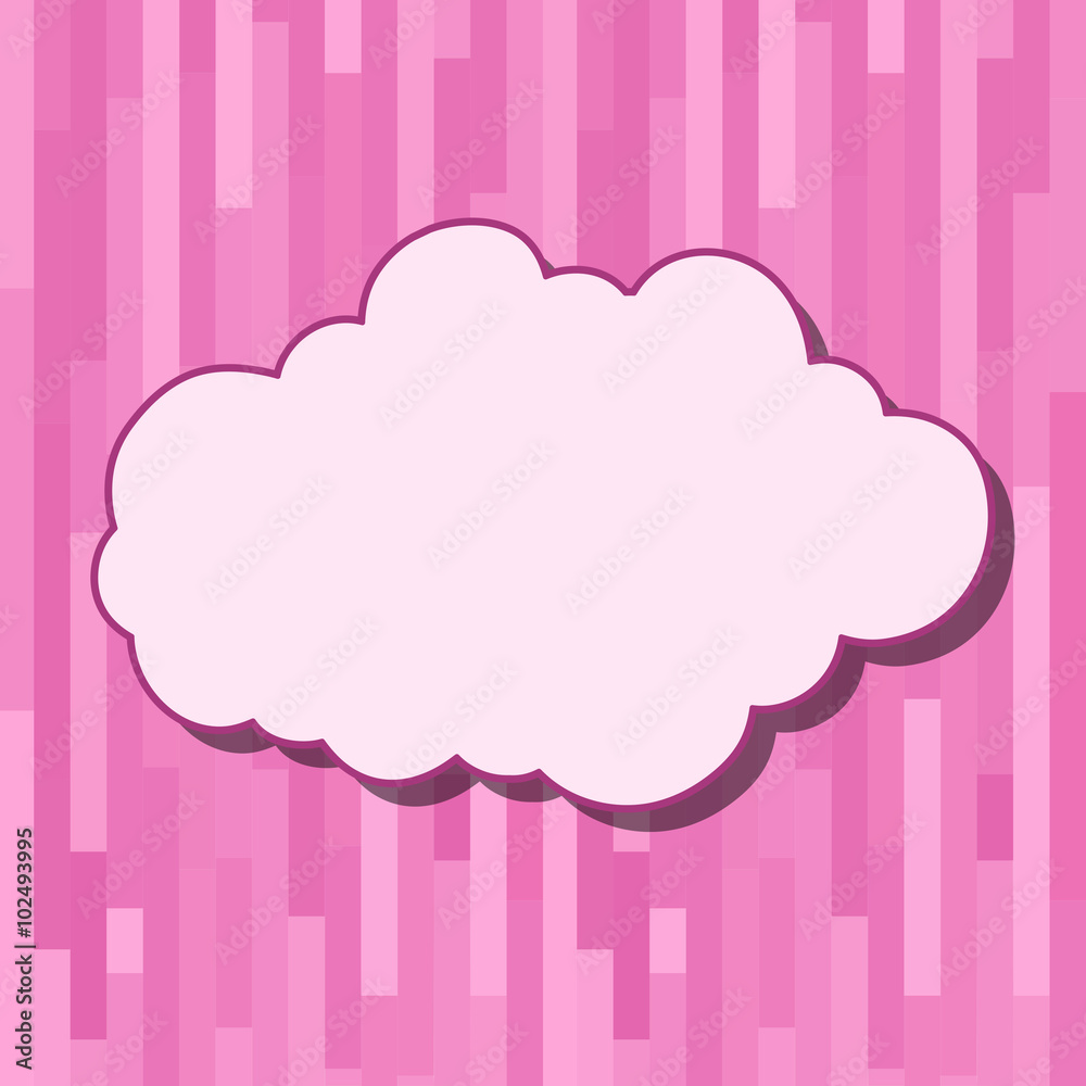 Cartoon cloud with shadow on striped ink background
