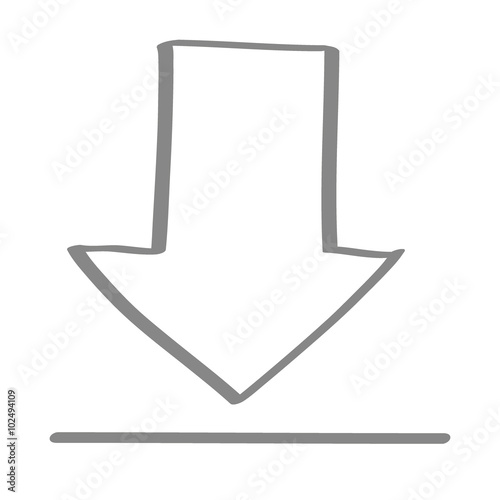 Handgezeichnetes Download-Icon in grau