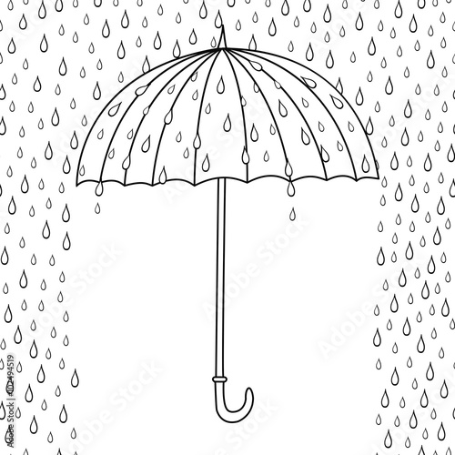 Outline cute cartoon umbrella isolated on white background