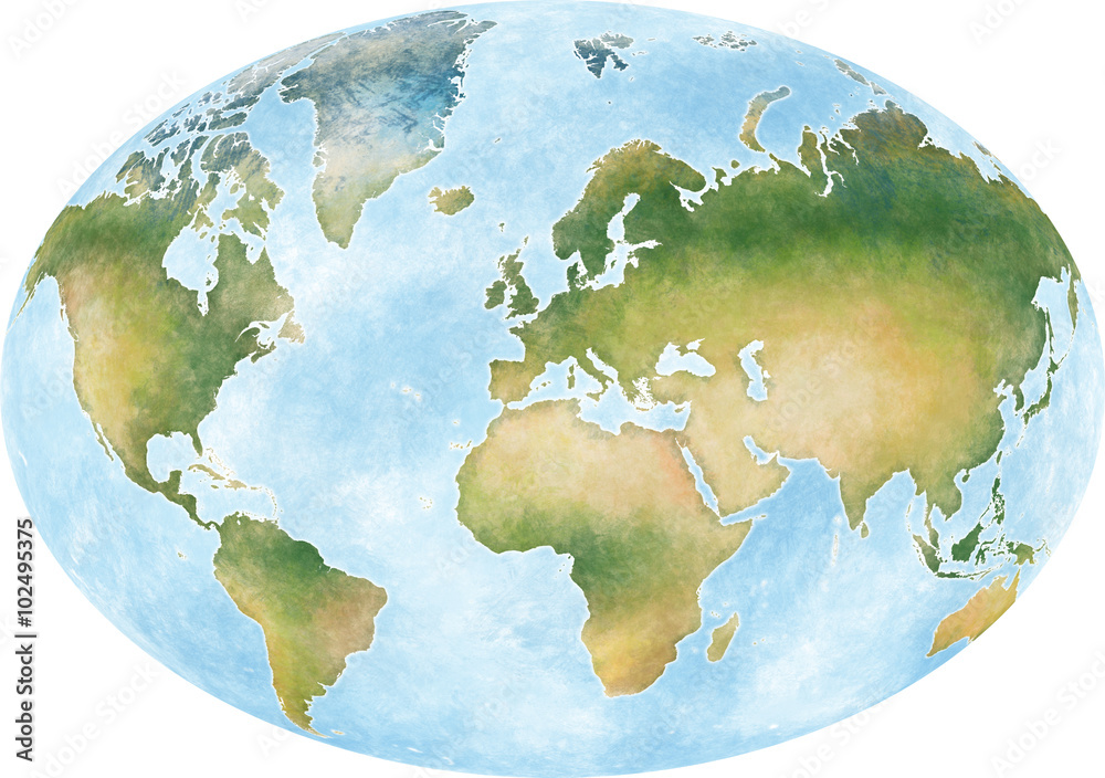 illustrazione mappa mondo e dei continenti del pianeta terra