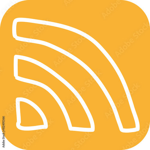 Handgezeichnetes RSS-Icon mit orangenem Hintergrund