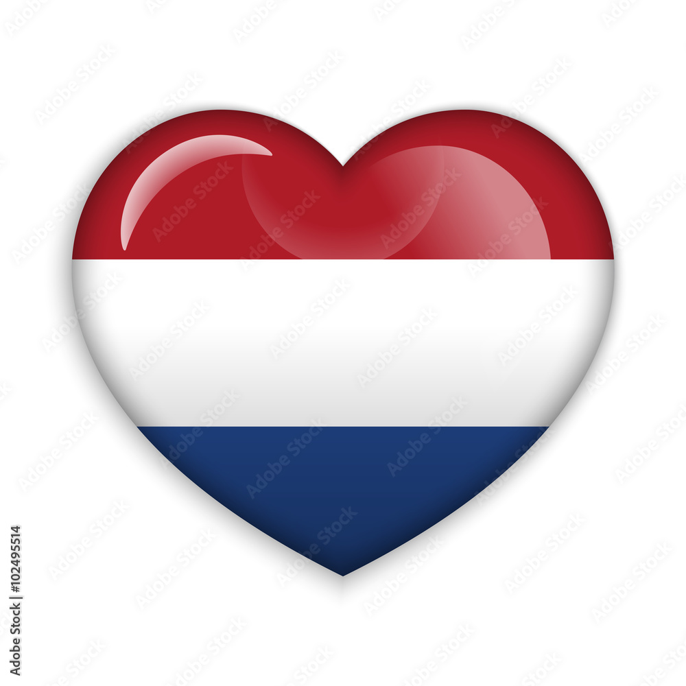 Love Netherlands. Flag Heart Glossy Button Love Netherlands. Flag Heart Glossy Button