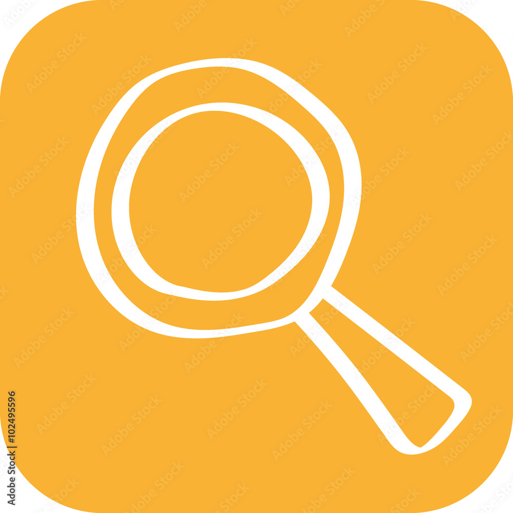 Handgezeichnetes Suchen-Icon mit orangenem Hintergrund Handgezeichnetes Suchen-Icon mit orangenem Hintergrund